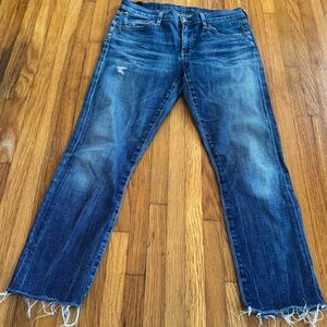 Citizens of Humanity Y2K slightly Distressed Blue Jeans with Frayed Hem, size 27